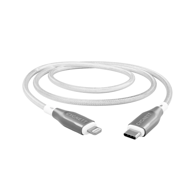 CYGNETT ARMOURED LIGHTNING TO USB-C CABLE 2M WHITE